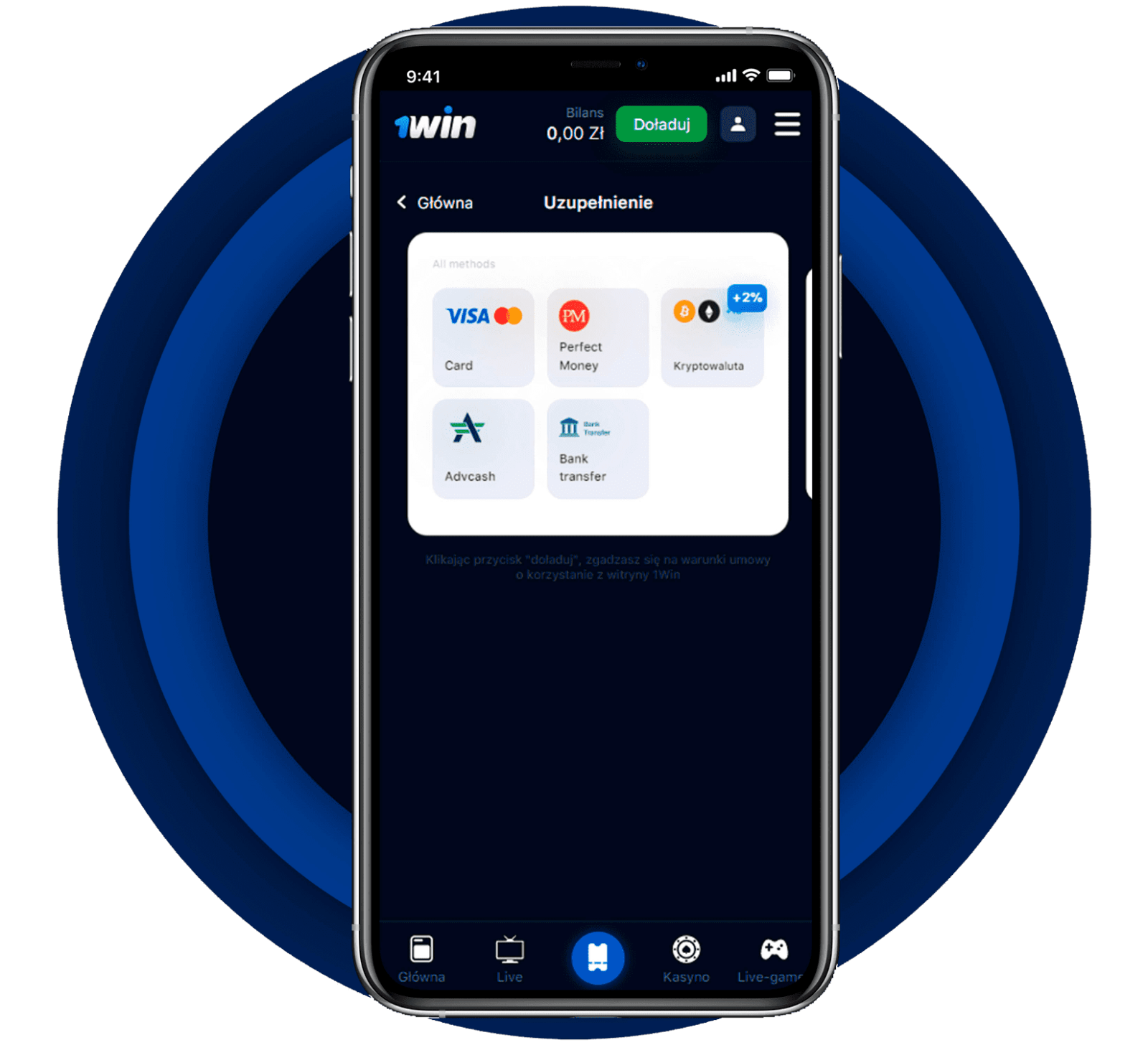 Uzupełnianie konta 1Win